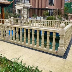 甘肃黄金麻花岗岩石材栏杆，扶手，将军柱，花瓶柱