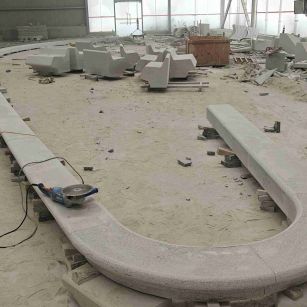 甘肃 芝麻白花岗岩弧形花坛石，坐凳石