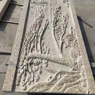 甘肃 黄金麻雕刻板浮雕迎客松