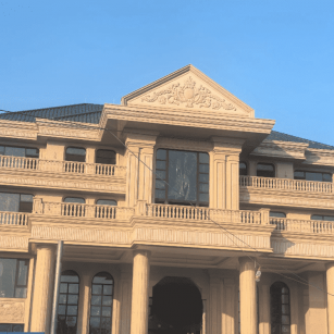 甘肃黄金麻别墅外墙干挂石材效果示例