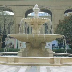 甘肃 黄金麻花岗岩异型加工——户外庭院石雕流水喷泉