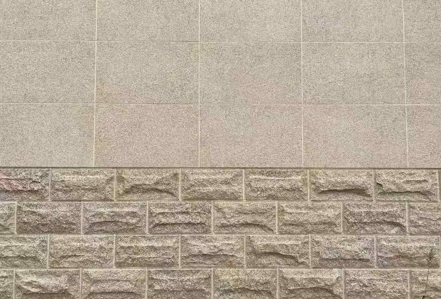 甘肃 黄金麻自然面蘑菇石配荔枝面干挂