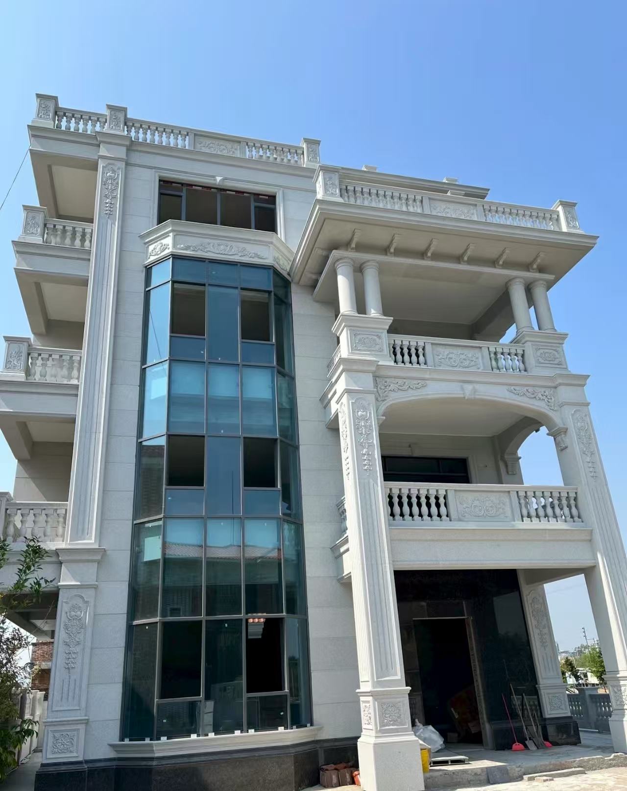 甘肃 白麻花岗岩别墅外墙干挂效果展示