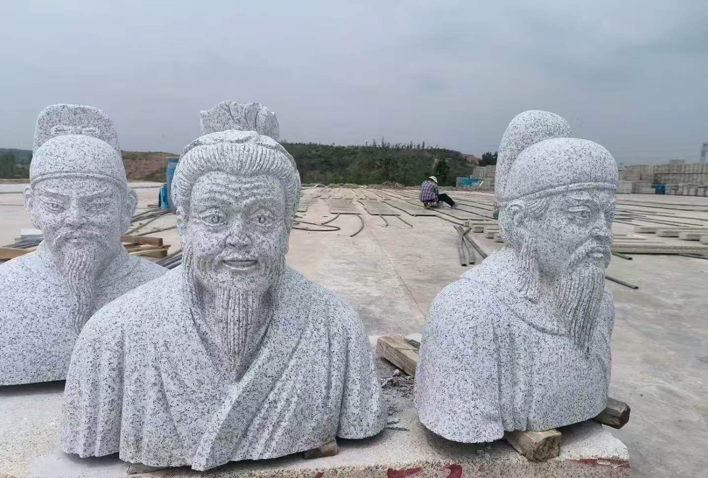 甘肃 白麻花岗岩石材人物立体雕刻