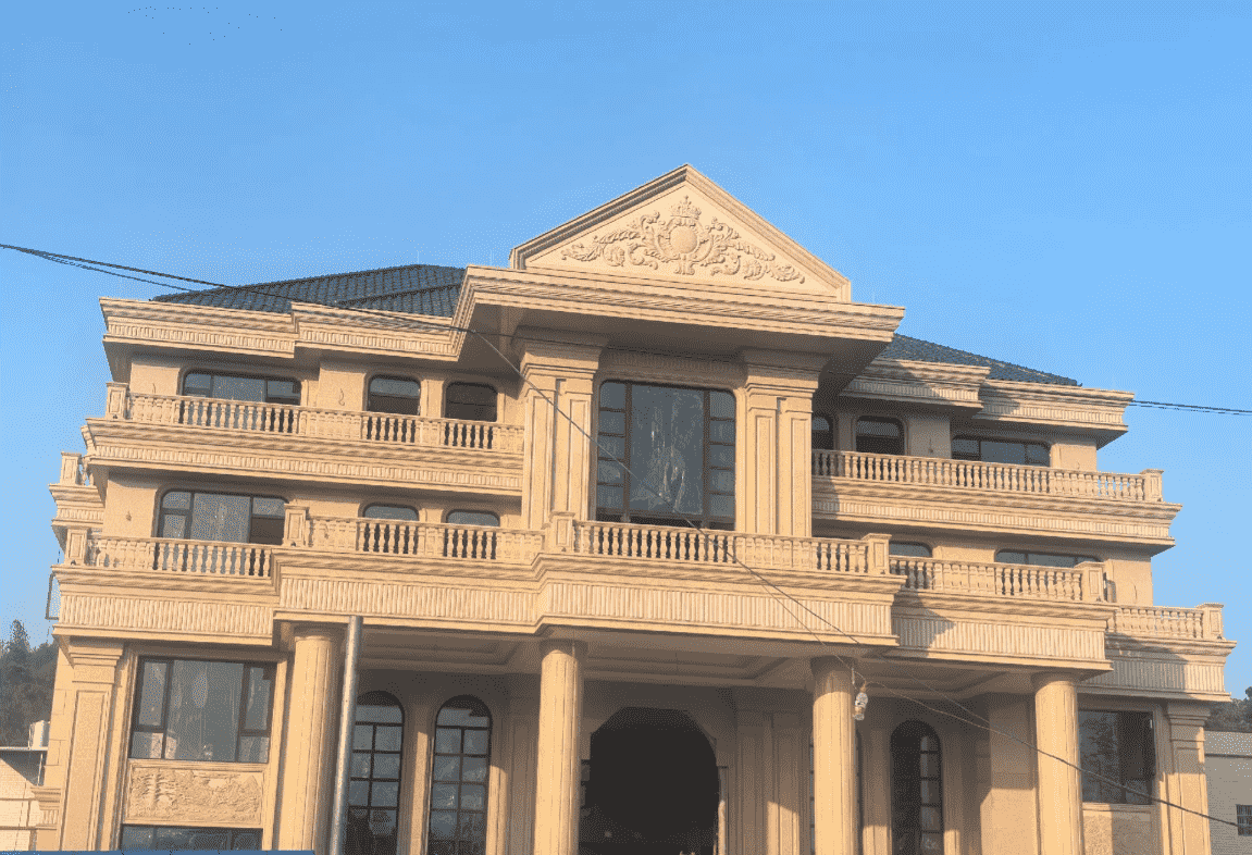 甘肃黄金麻别墅外墙干挂石材效果示例