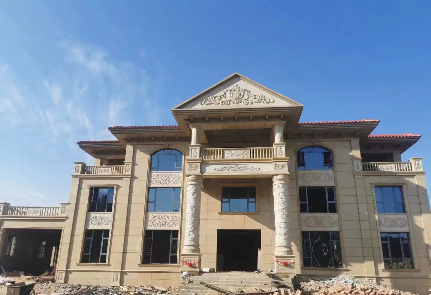 甘肃 黄金麻花岗岩别墅外墙干挂